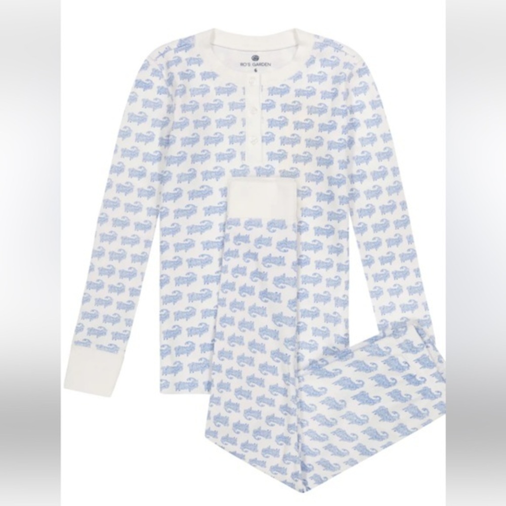 Kids Dinosaur Pajamas - Blue and White